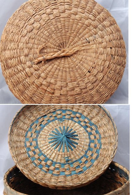 Sweet Grass Basket Great Lakes Region Native American , Large with Lid