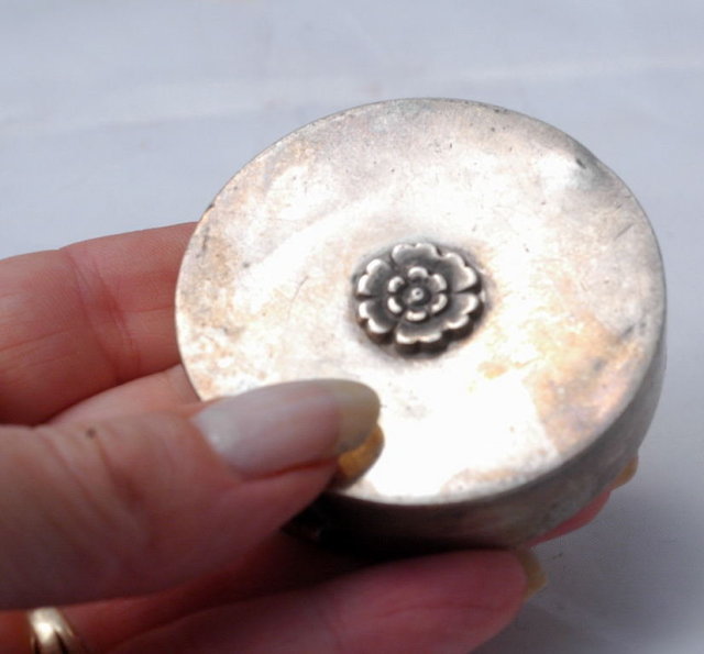 Old Silver Compact with powder from France