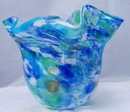 Large Hand Blown Glass Bowl Vase Trish Knowles signed art glass piece