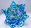 Large Hand Blown Glass Bowl Vase Trish Knowles signed art glass piece