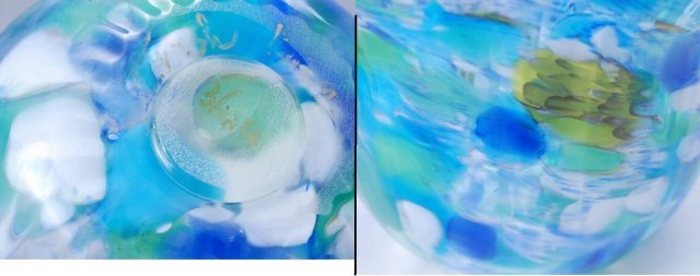Large Hand Blown Glass Bowl Vase Trish Knowles signed art glass piece