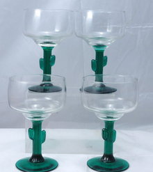 4 Cactus Margarita Glasses Stemware