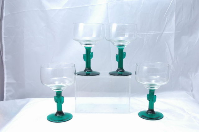 4 Cactus Margarita Glasses Stemware