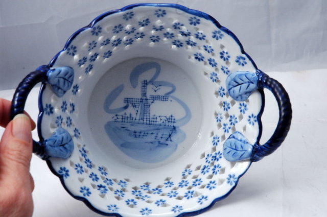 Delft Porcelain Pierced Work Bowl