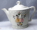 Old Porcelier Dutch Tea Pot large heavy Vitreous China,