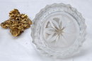 Dresser Perfume Bottle with Metal Florals & Vines & Stopper