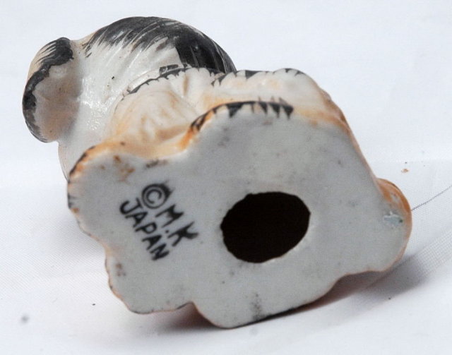 M.K. © Japan Small Ceramic Puppy Wearing a Tie