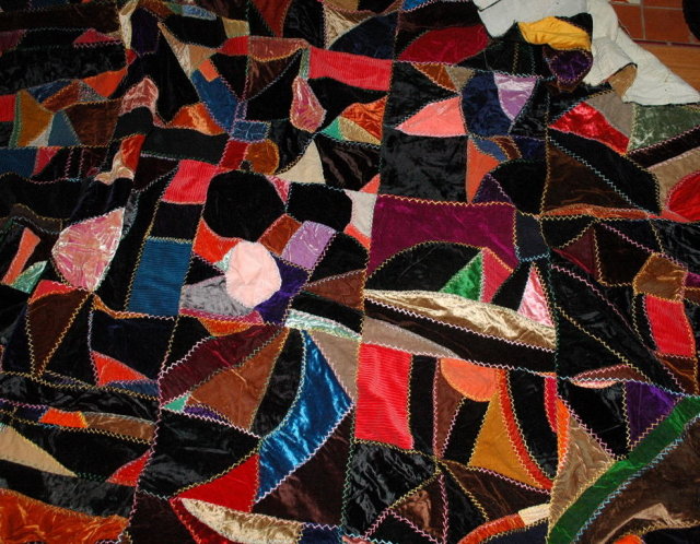 Vintage Velvet Crazy Quilt Top