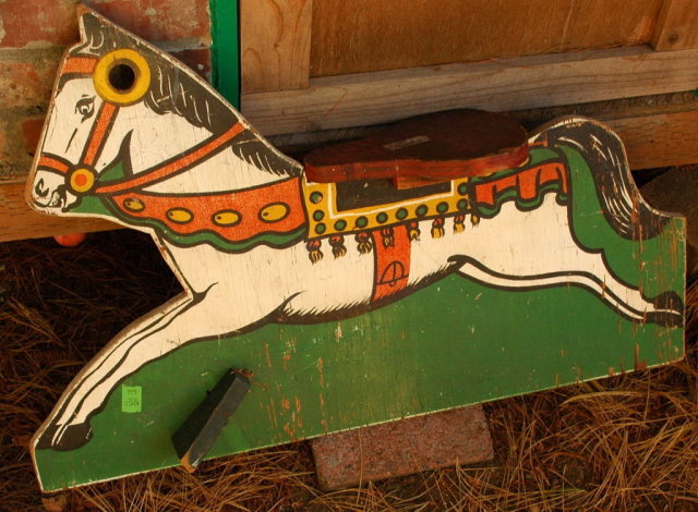 Wood Carousel Horse Painted Wood, Stand for Child's Play