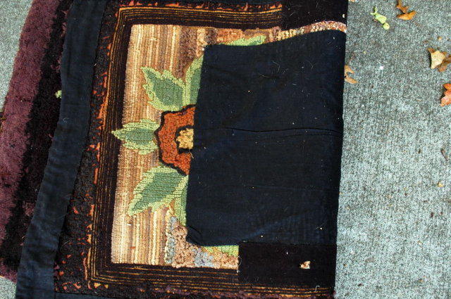 Hand Made Hooked Rug Antique Wool and Rags American Folk Art