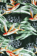 Flying Fish Print Classic Hawaiian Shirt by Pineapple Juice Classics LARGE Green & Orange