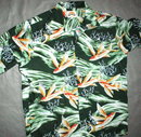 Flying Fish Print Classic Hawaiian Shirt by Pineapple Juice Classics LARGE Green & Orange