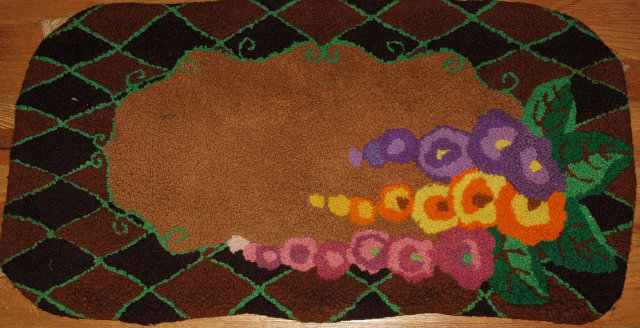 Vintage Hand Made Wool Hooked Rug Thick Plush High Pile