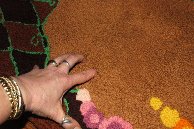 Vintage Hand Made Wool Hooked Rug Thick Plush High Pile