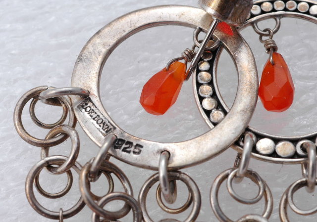 Carnelian & Sterling Silver Lori Bonn Chandelier Dangle Earrings * PRICE REDUCED !*