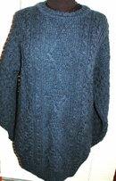 Irish Fisherman's Sweater Pure Wool Cable Knit sz Large Sapphire Blue *PRICED REDUCED*