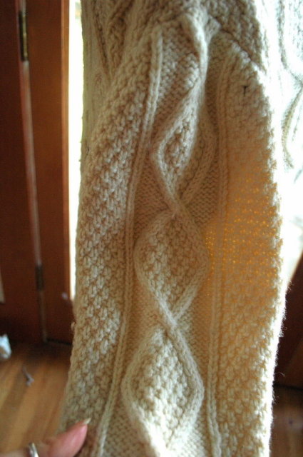 Irish Fisherman's Cardigan Sweater Pure Wool Cable Knit VINTAGE sz Large