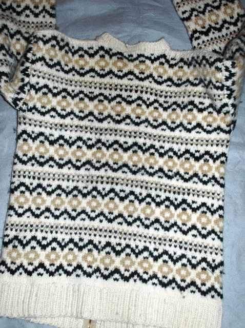 Vintage Hand Knit Scandinavian Zip Up an Sweater Medium Cardigan