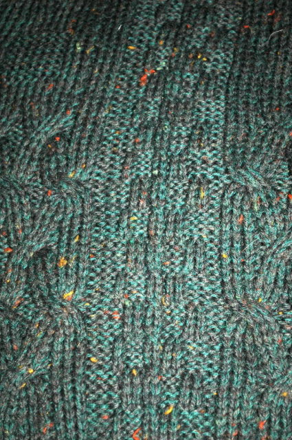 Peacock Green Flecked Irish Fisherman's Sweater Made in Ireland size Large * PRICE REDUCED !*