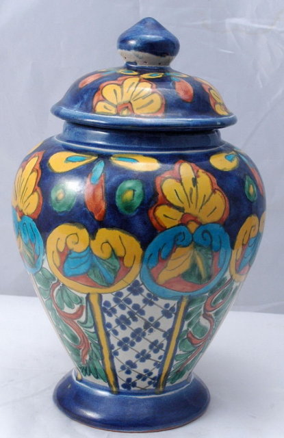 MexicanTalavera Pottery Lidded Urn