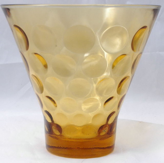 Honey Amber Glass Bubble Dot Vase