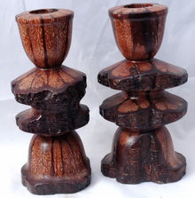 Burl Wood Candlestick Holders Hand Turned
