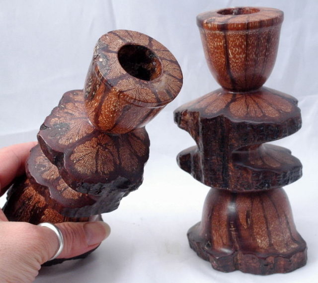 Burl Wood Candlestick Holders Hand Turned