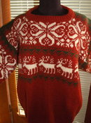 Norwegian Sweater, Handknit Wool by Saga with Reindeer sz XL
