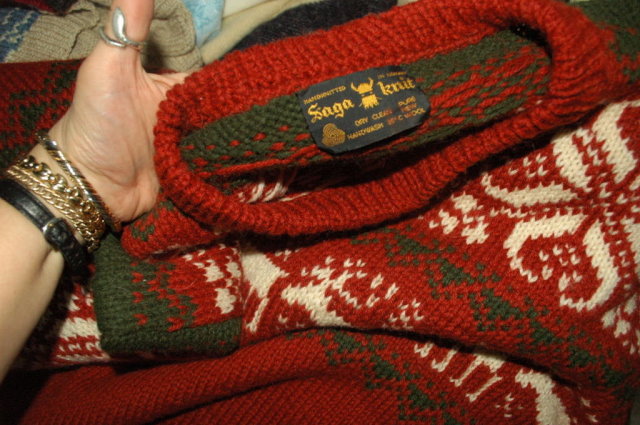 Norwegian Sweater, Handknit Wool by Saga with Reindeer sz XL