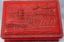 Old Japanese Cinnabar Paint Silver Metal Tobacco Box Wood Lined * PRICE REDUCED!