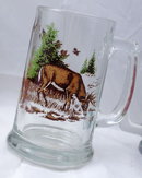 2 Hunting Wilderness Scene Glass Beer Steins