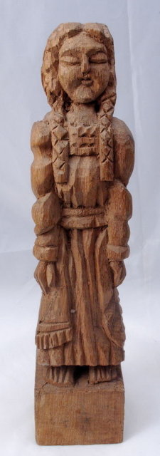 Native American Wood Carving of Old Woman with Burden