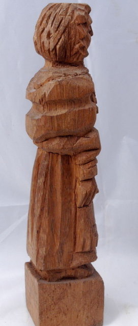 Native American Wood Carving of Old Woman with Burden