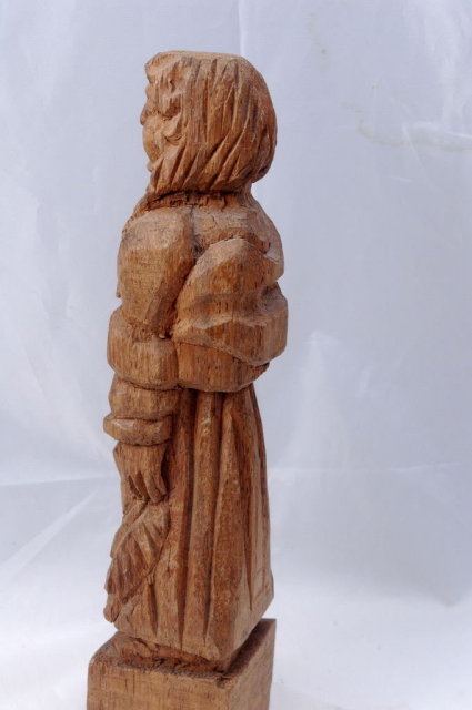 Native American Wood Carving of Old Woman with Burden