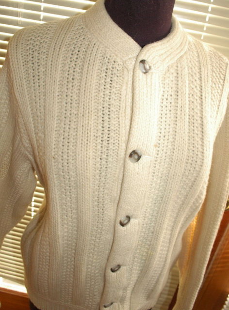 Vintage Irish Fisherman's Wool Hand Knit Cardigan Sweater Ladies Med