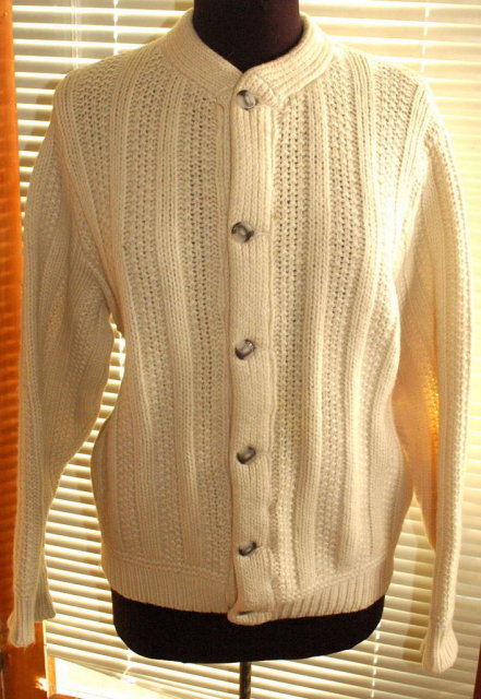 Vintage Irish Fisherman's Wool Hand Knit Cardigan Sweater Ladies Med
