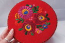 Hungarian Matyo style Embroidered Wool Felt Box, Container