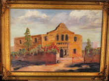 New Mexico Adobe Church , Oil Painting Signed M. Ericson 1958