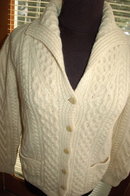Vintage Irish Fisherman's Aran Knit Sweater by Mairtin Standun with Shawl colar