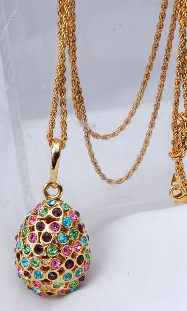 Egg Pendant Colorful Rhinestone Encrusted 2