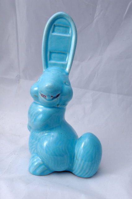 Pottery Rabbit Thermometer Holder -strange - freaky looking