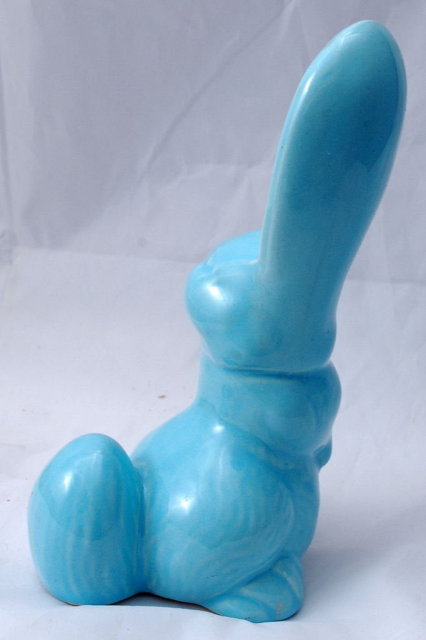 Pottery Rabbit Thermometer Holder -strange - freaky looking
