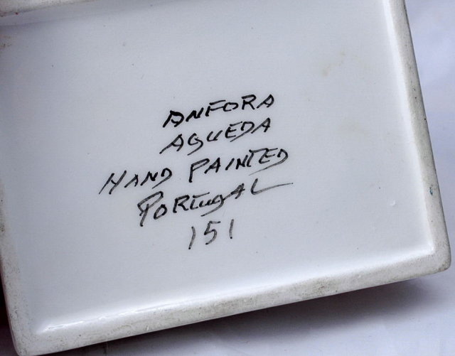Hand painted Portuguese Porcelain Box, signed numbered Anfora Agueda