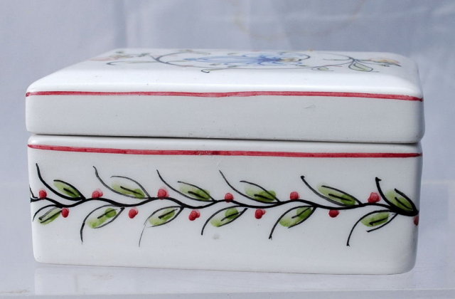 Hand painted Portuguese Porcelain Box, signed numbered Anfora Agueda