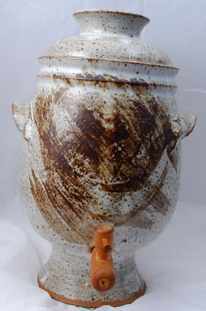 Stoneware Pedestal Iced Tea Dispenser Hand Crafted Pottery Retro Pottery **PRICE REDUCTION**!