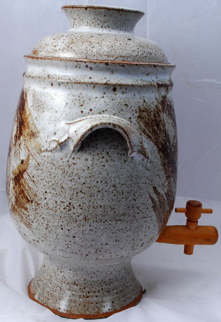 Stoneware Pedestal Iced Tea Dispenser Hand Crafted Pottery Retro Pottery **PRICE REDUCTION**!