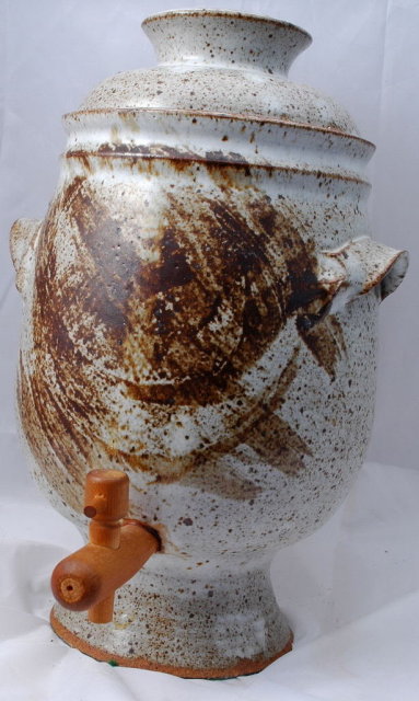 Stoneware Pedestal Iced Tea Dispenser Hand Crafted Pottery Retro Pottery **PRICE REDUCTION**!