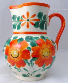Czechoslovakia Hand painted Pottery Peasant Art Pitcher **PRICE REDUCED!**