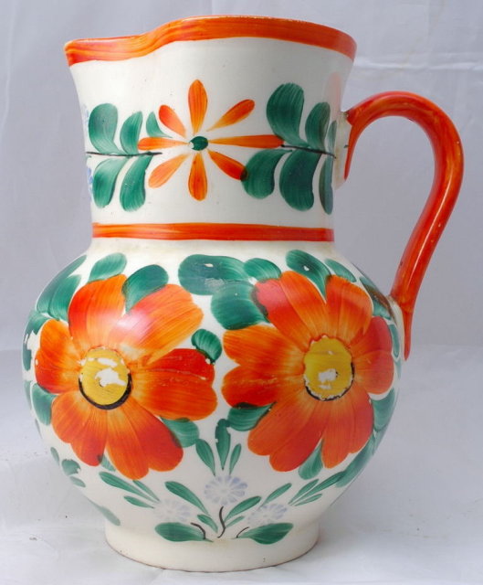 Czechoslovakia Hand painted Pottery Peasant Art Pitcher **PRICE REDUCED!**