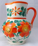 Czechoslovakia Hand painted Pottery Peasant Art Pitcher **PRICE REDUCED!**
